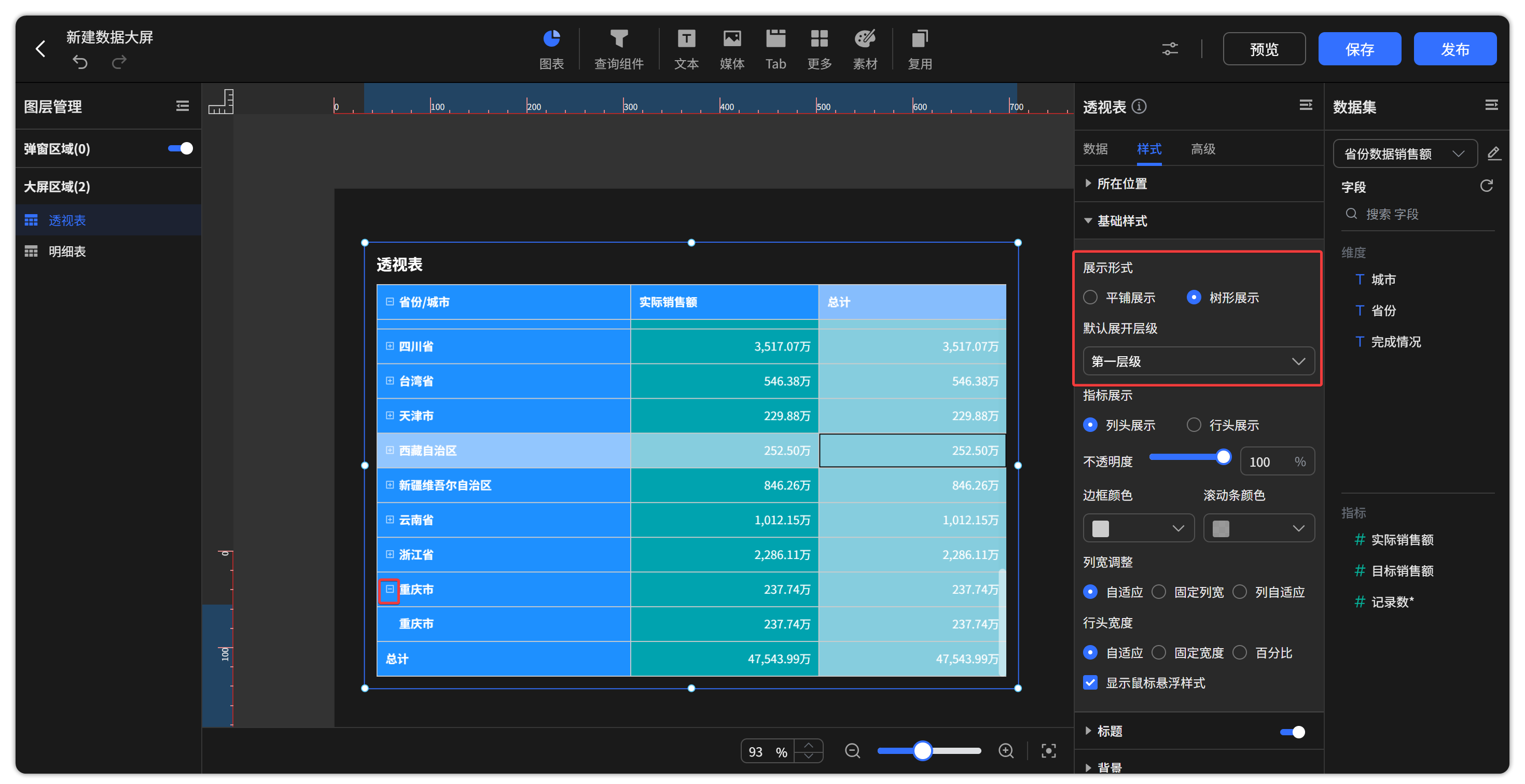透视表树状展示