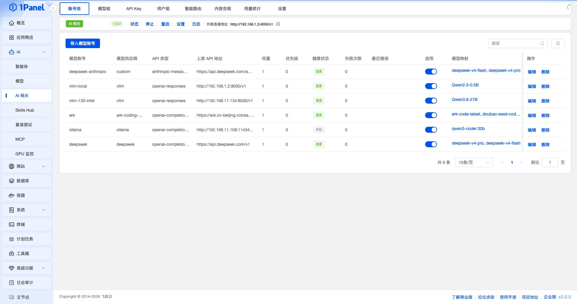 AI 网关账号池